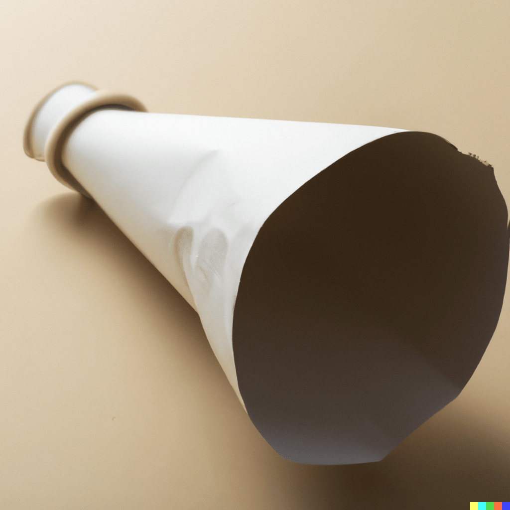 a megaphone made from a rolled up sheet of paper