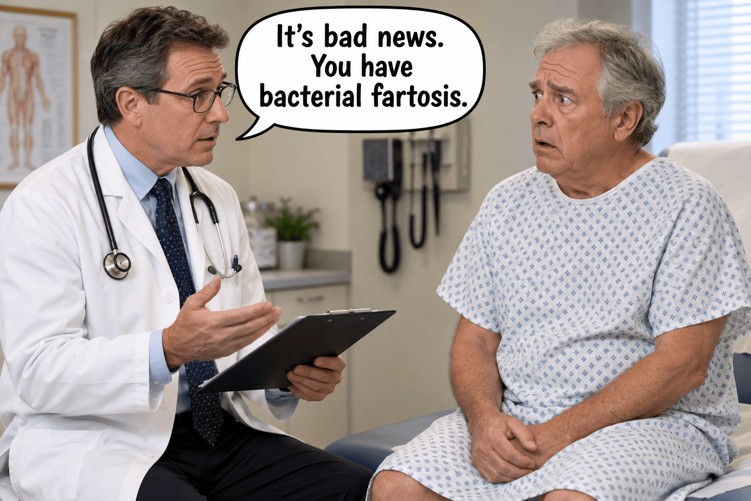 a doctor informing a patient that he has bacterial fartosis