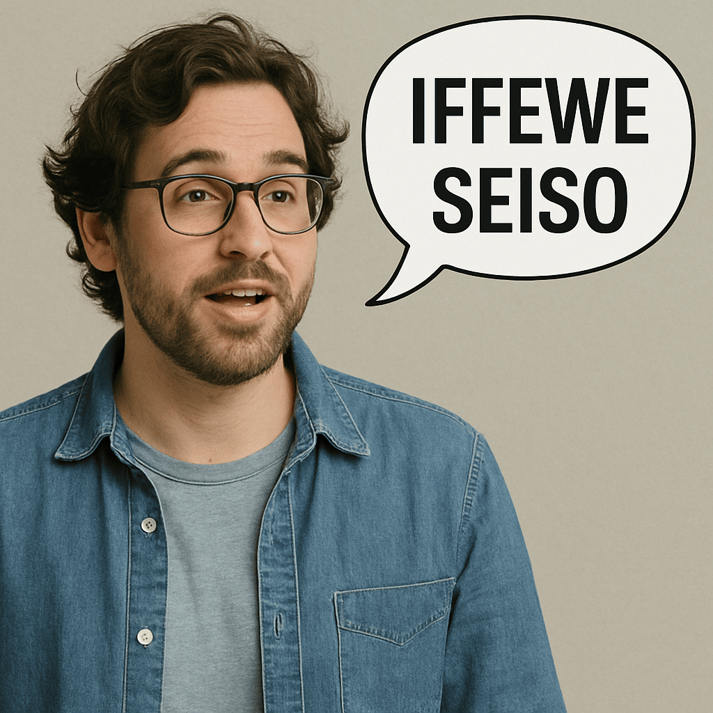 image of an age 35 casually dressed progressive man saying 'Iffewe Seiso' 