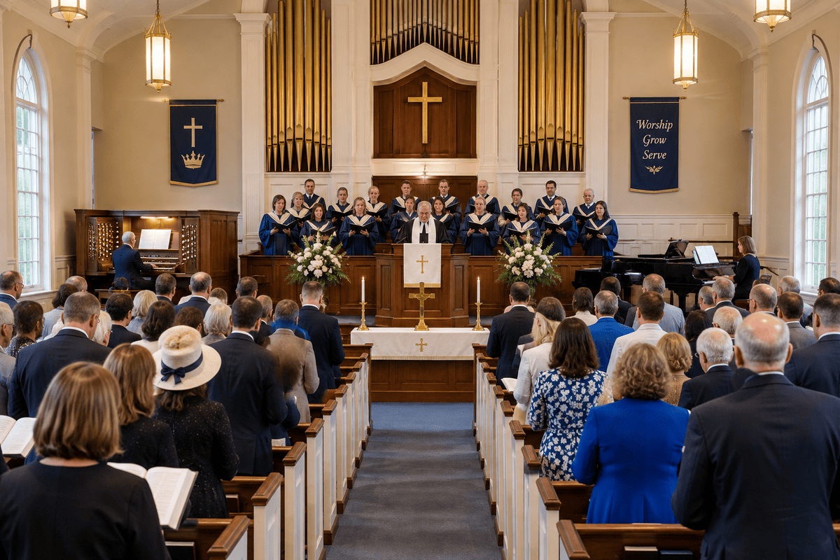 image of a traditional Christian worship service
