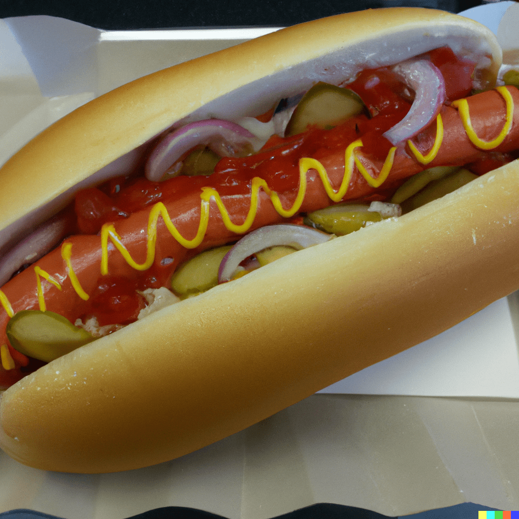 hot dog with toppings