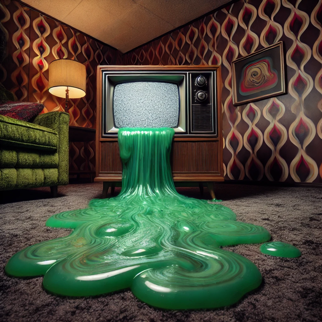 image of slime oozing from a TV set