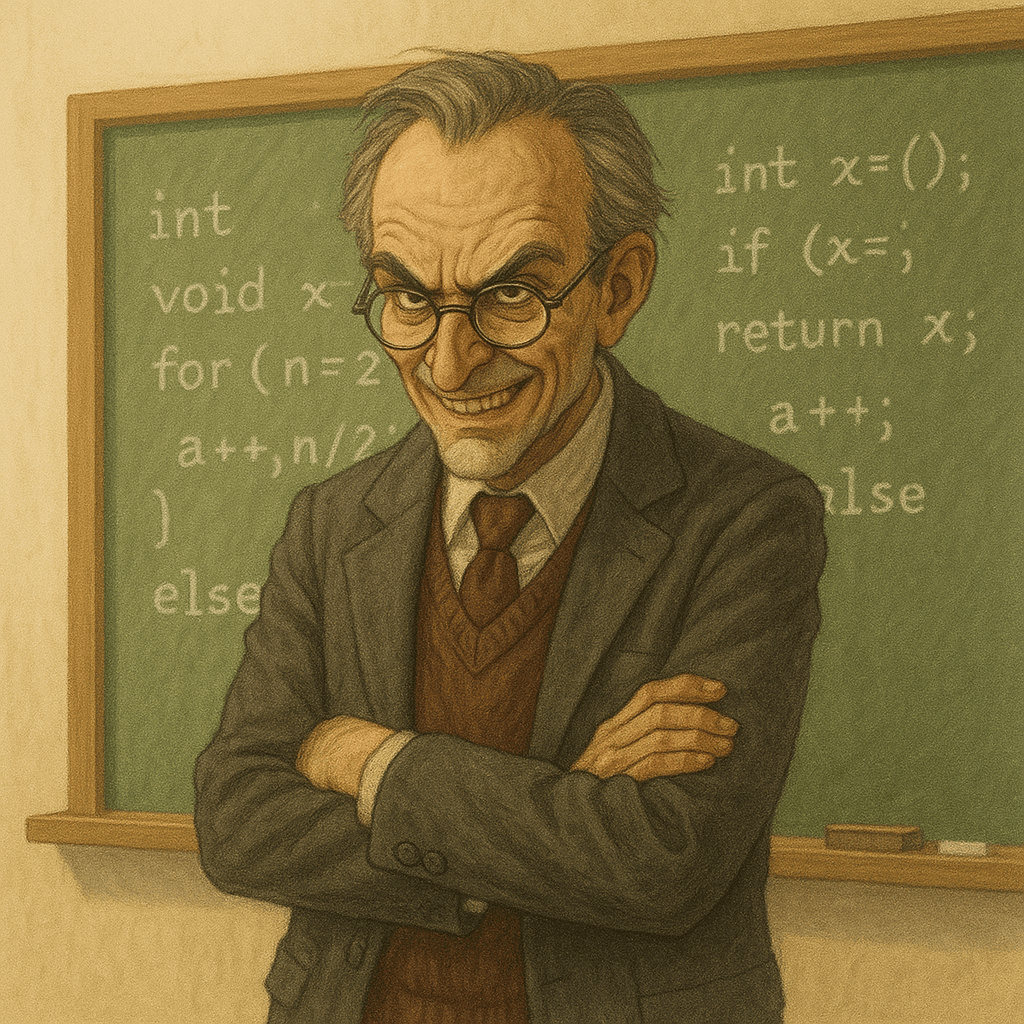 image of an evil computer science professor